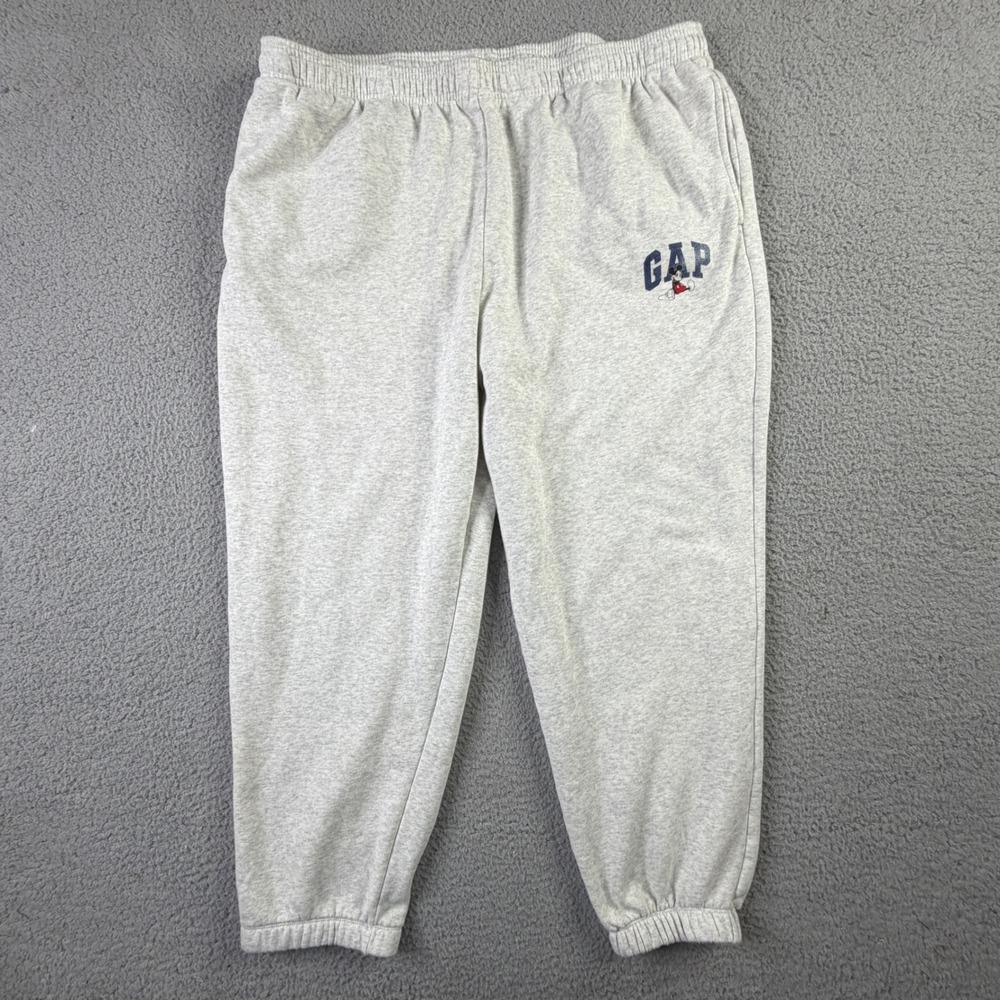 Gap x Disney Mickey Mouse Sweatpants Gray Joggers Elastic Waist Drawstring XXL